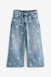 Mid Blue Denim Floral Embroidered Wide Leg Jeans (3-16yrs) - Image 5 of 7