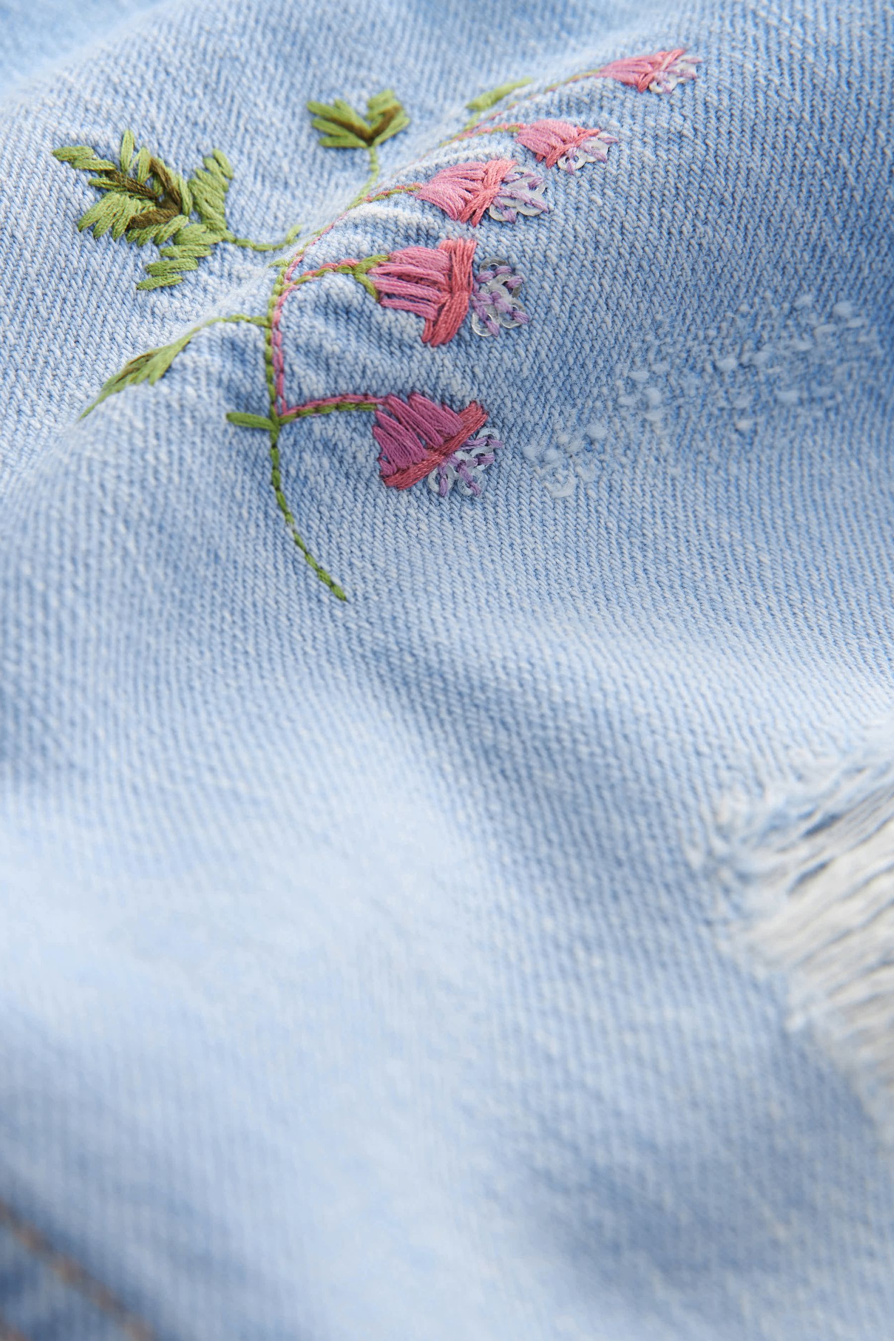 Buy Denim Bright Blue Floral Embroidered Mom Jeans 3 16yrs from Next Luxembourg