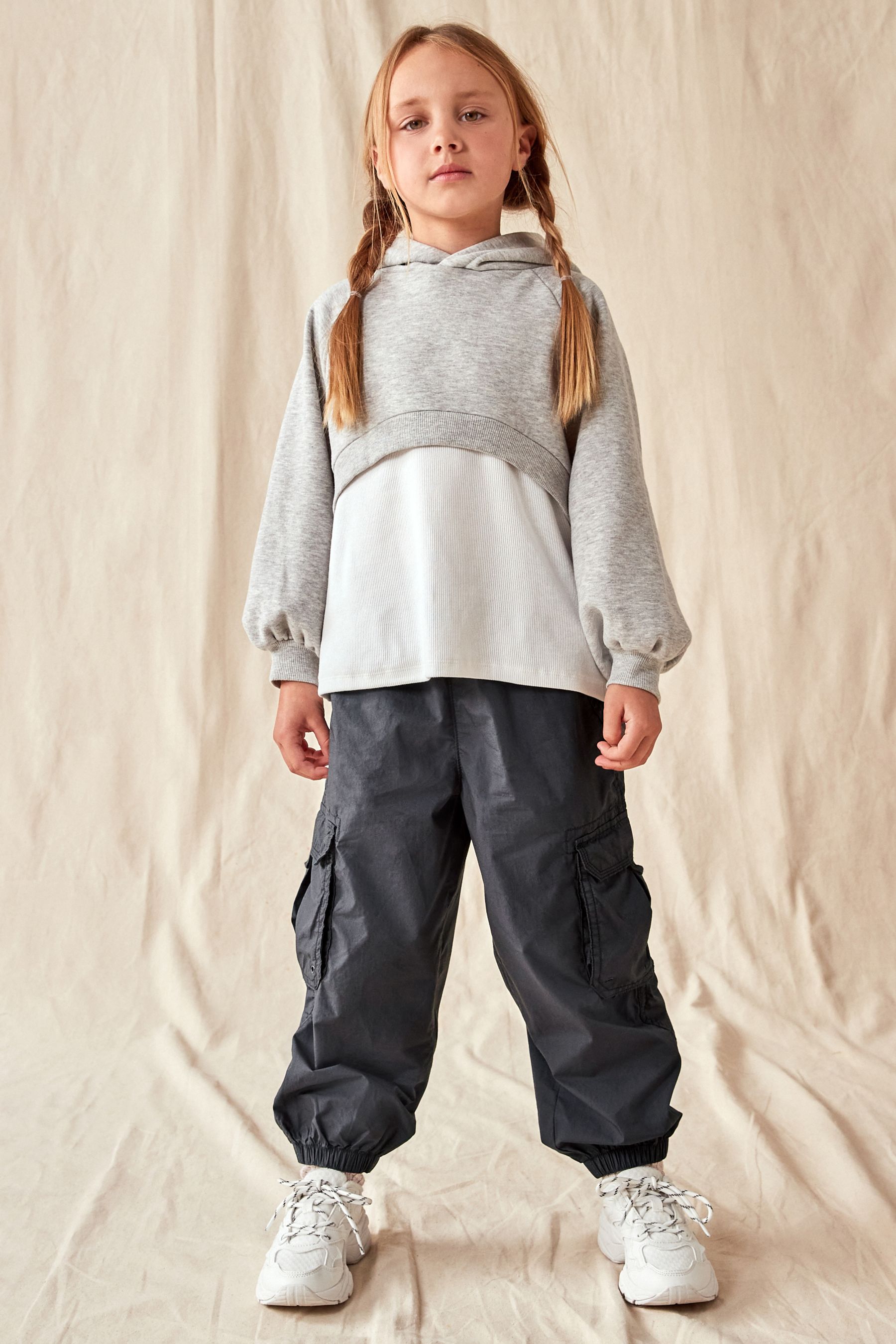 Charcoal Grey 100 Cotton Parachute Cargo Trousers 3 16yrs