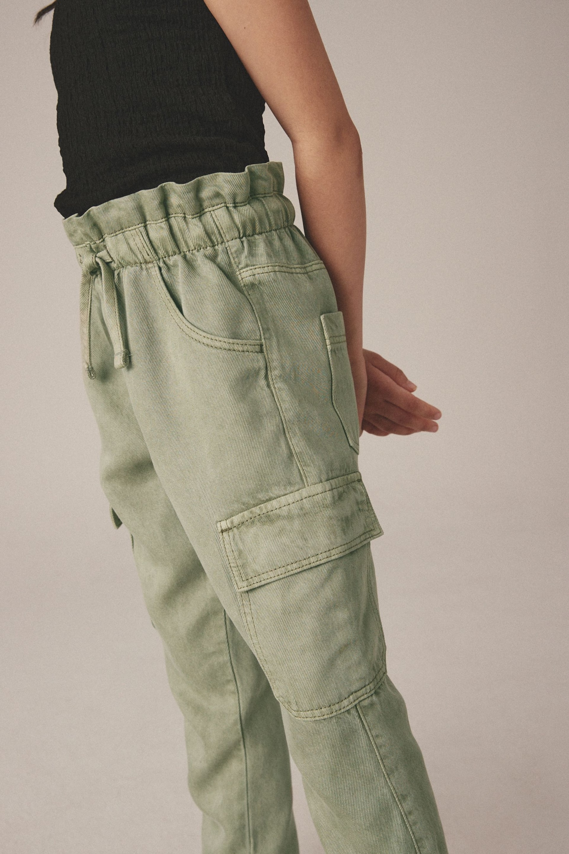 Khaki Green Tencel Cargo Pocket Trousers (3-16yrs) - Image 4 of 7
