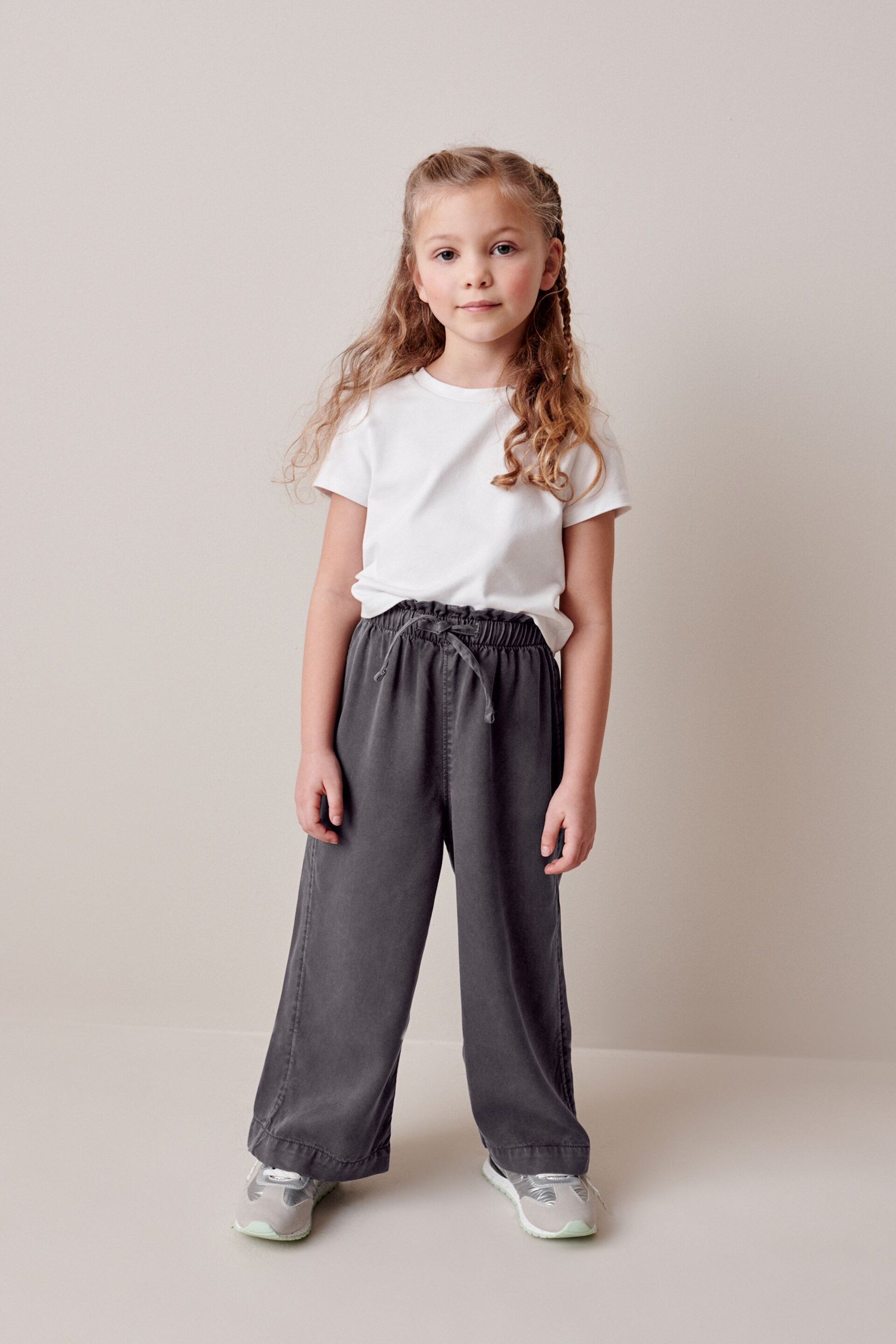 Charcoal Grey Wide Leg Trousers (3-16yrs) - Image 1 of 7