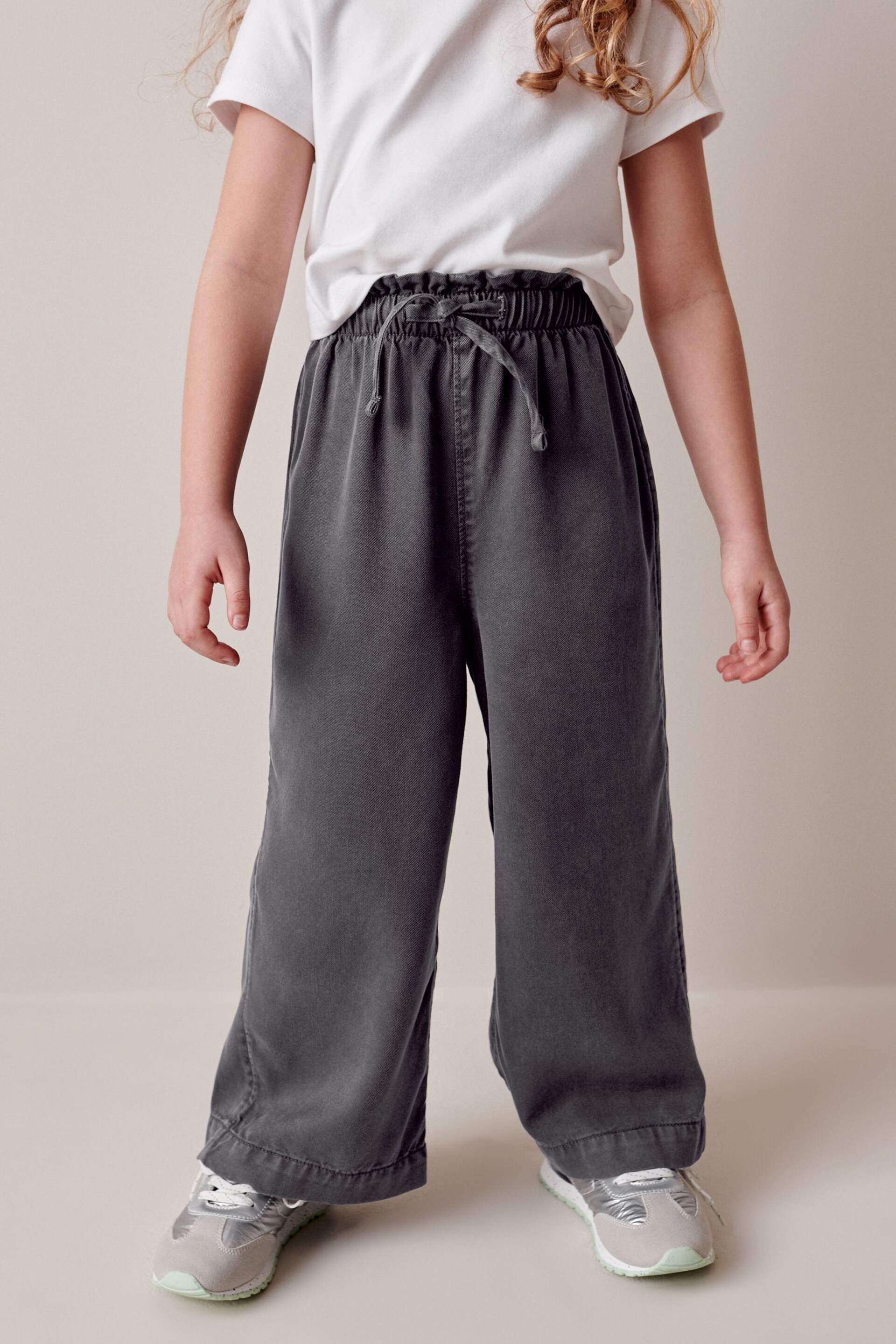 Charcoal Grey Wide Leg Trousers (3-16yrs) - Image 4 of 7