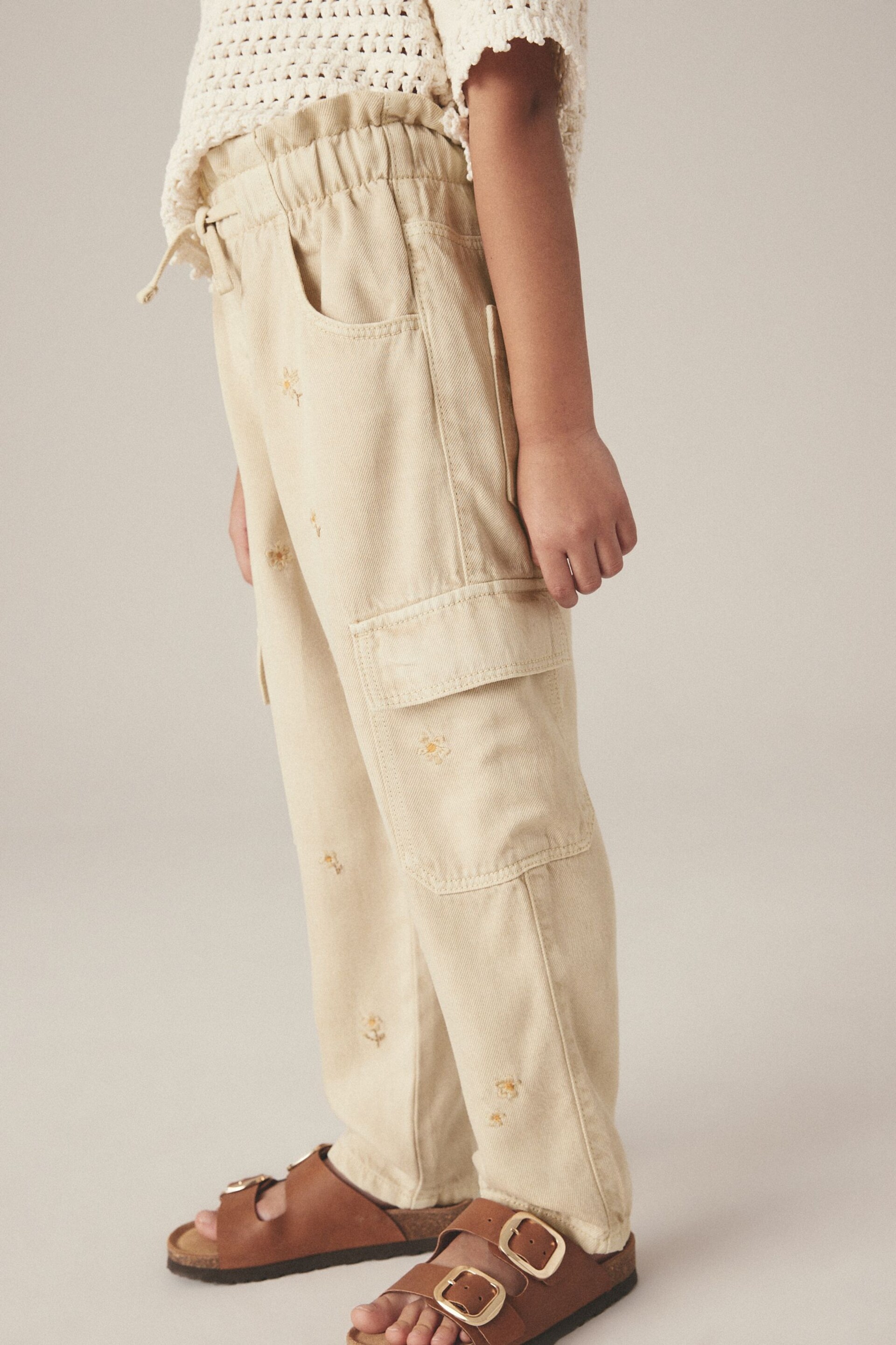 Stone Tencel Cargo Pocket Trousers (3-16yrs) - Image 2 of 7