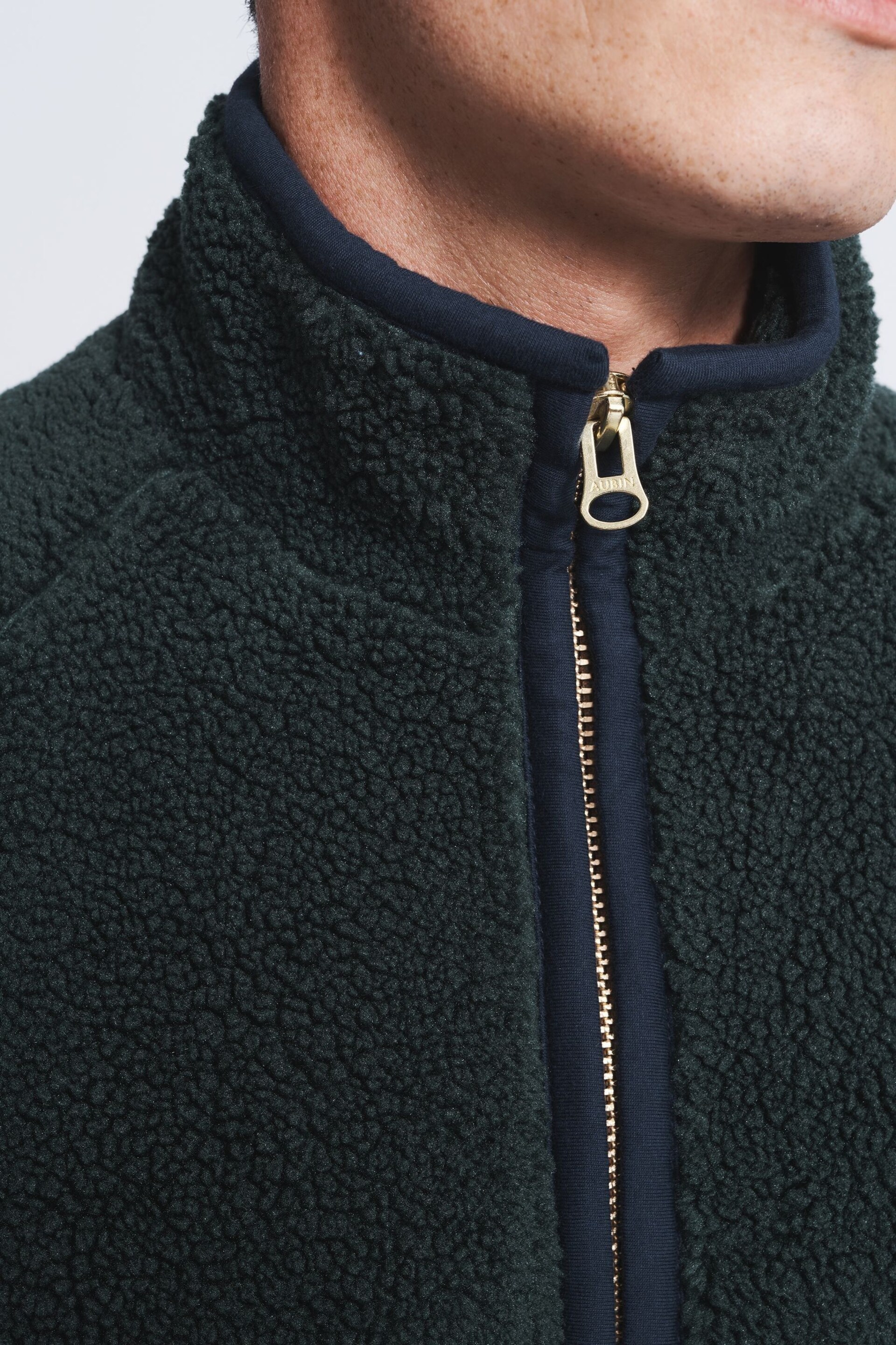 Aubin Green Kewick Borg Zip Through Sweatshirt Fleece - Image 3 of 7