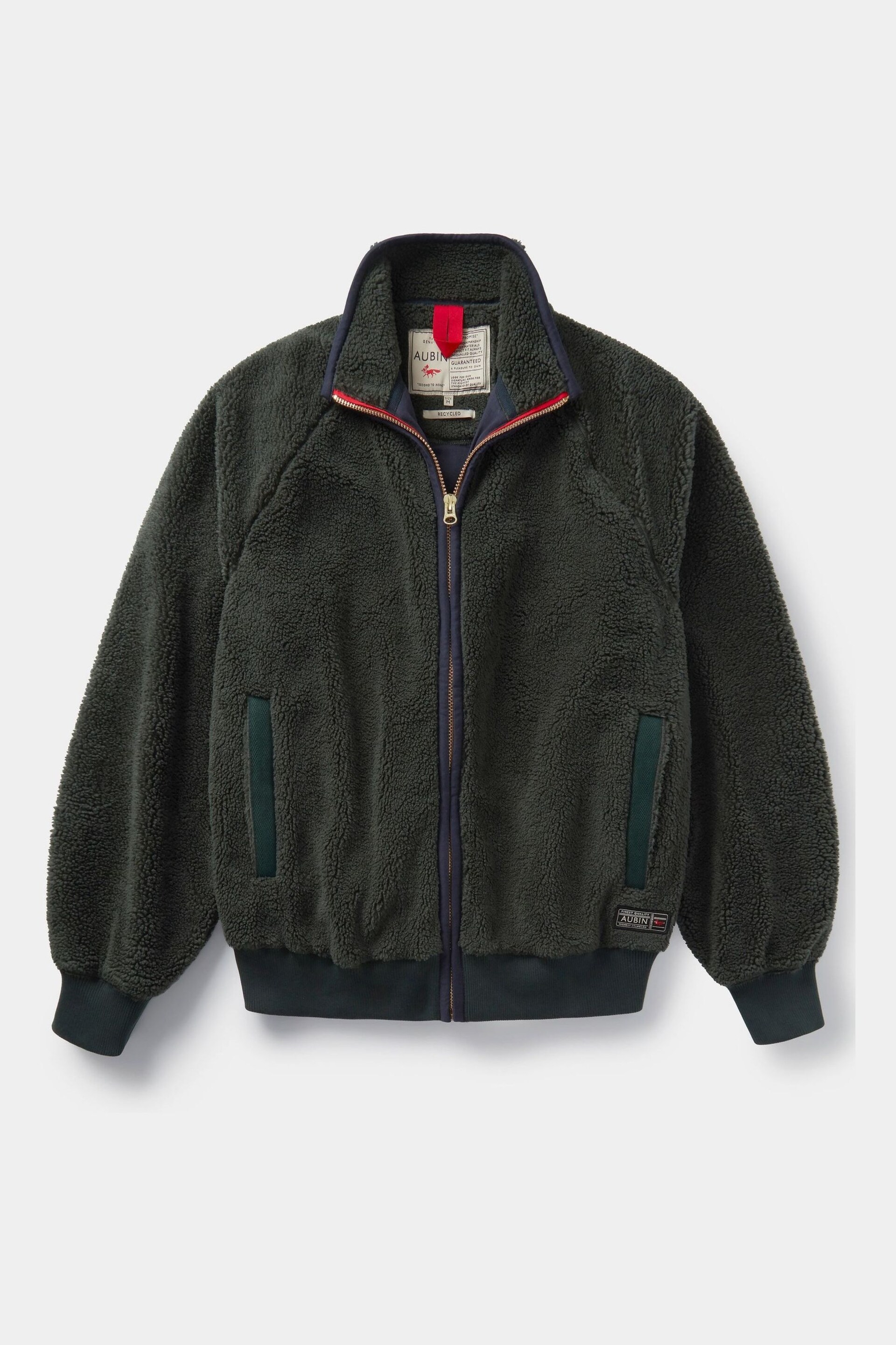 Aubin Green Kewick Borg Zip Through Sweatshirt Fleece - Image 5 of 7