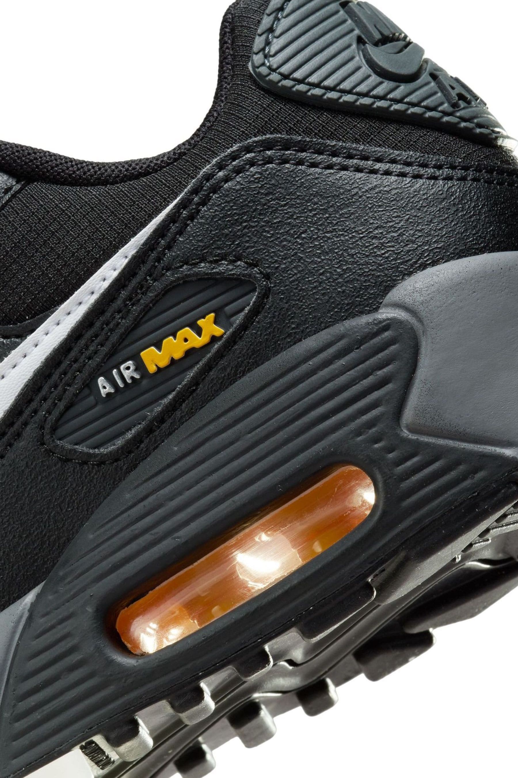 Buy Nike Black White Orange Air Max 90 Youth Trainers from Next Luxembourg