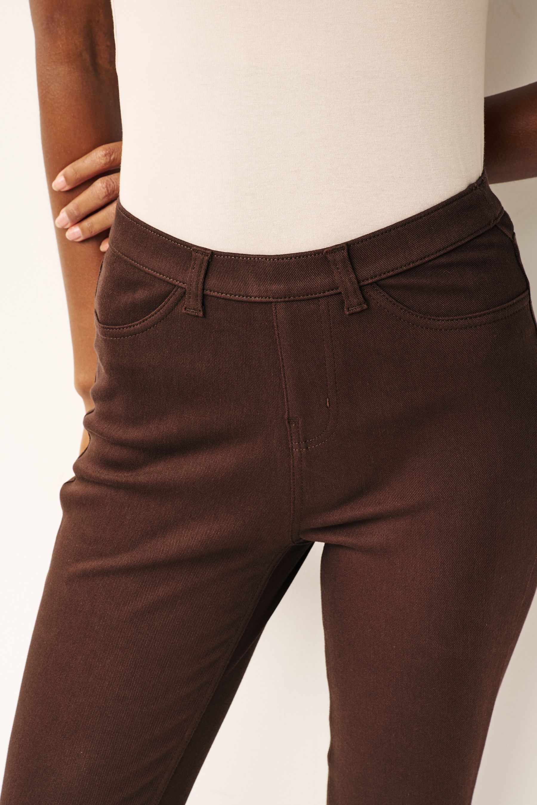 Brown denim leggings shop