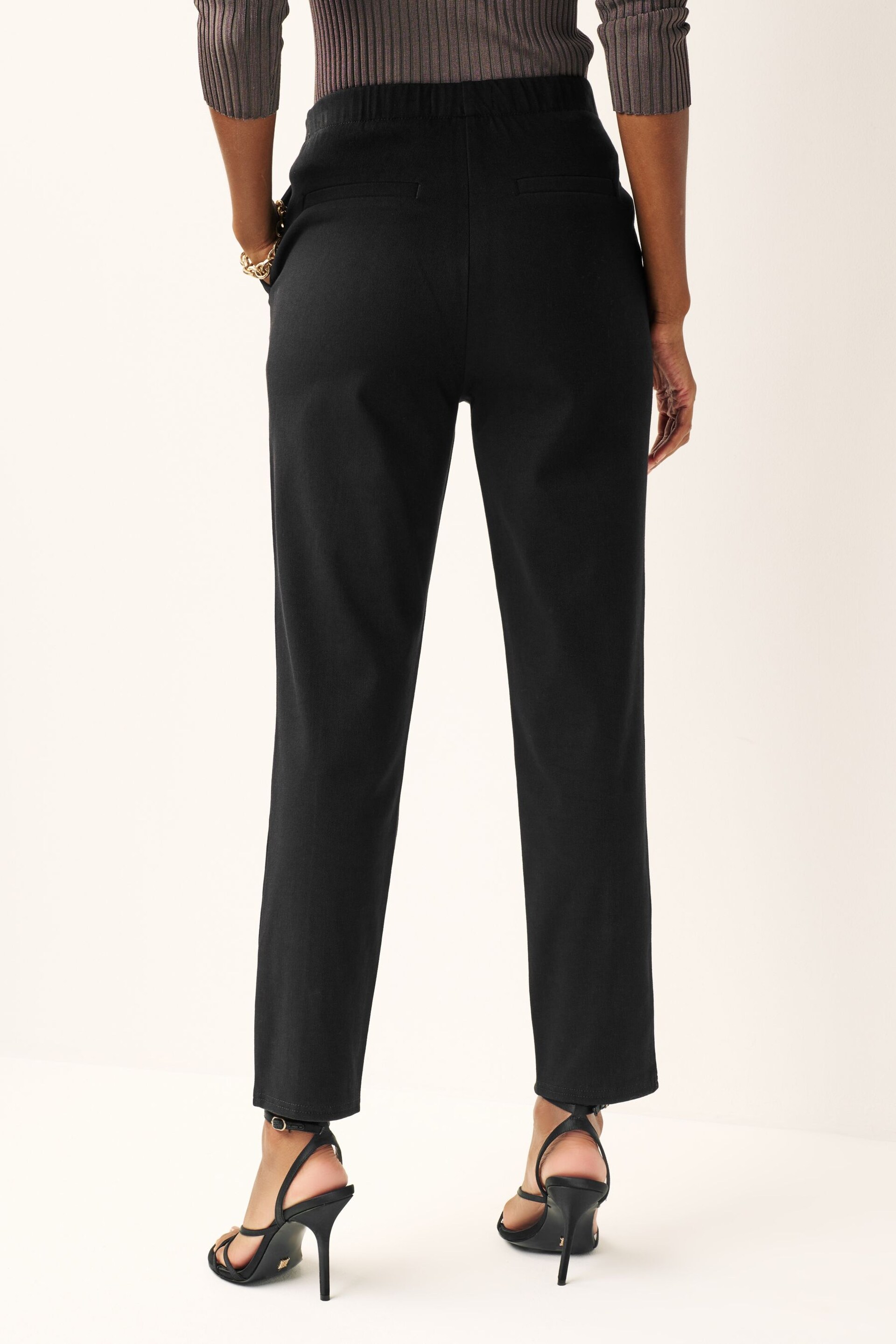 Black Jersey Seam Front Tapered Trousers - Image 3 of 6