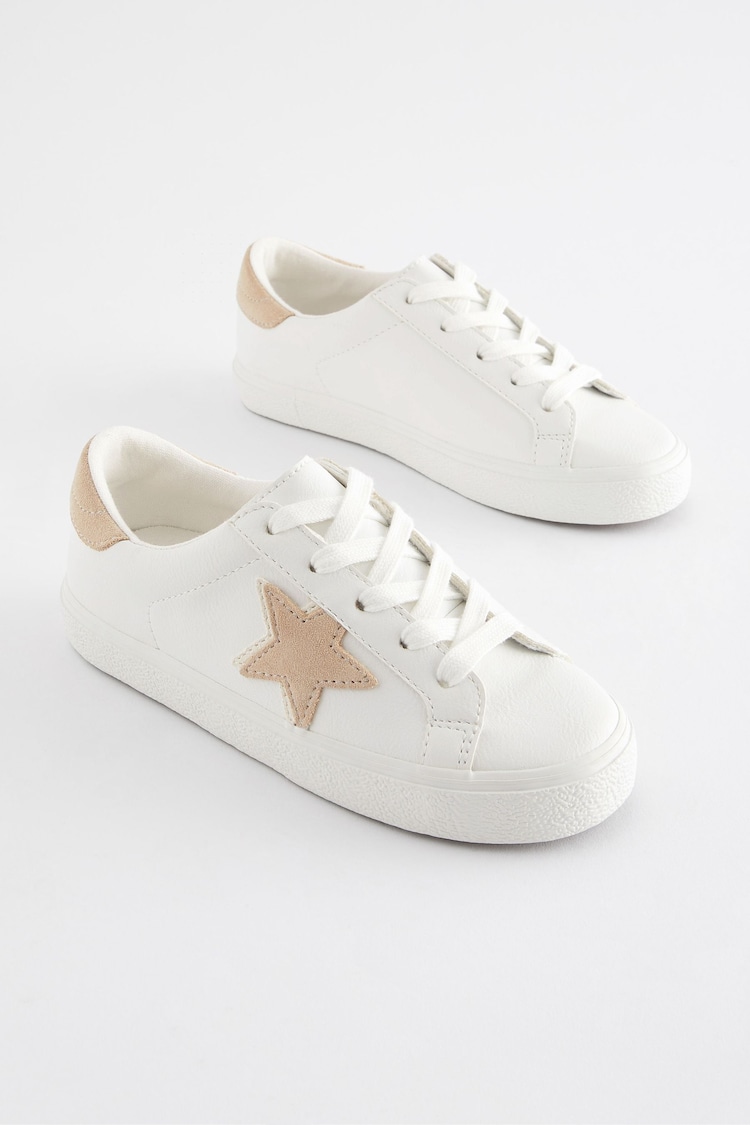 White Neutral Standard Fit (F) Star Lace-Up Trainers - Image 1 of 5