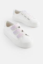 White Glitter Standard Fit (F) Touch Fastening Trainers - Image 1 of 5