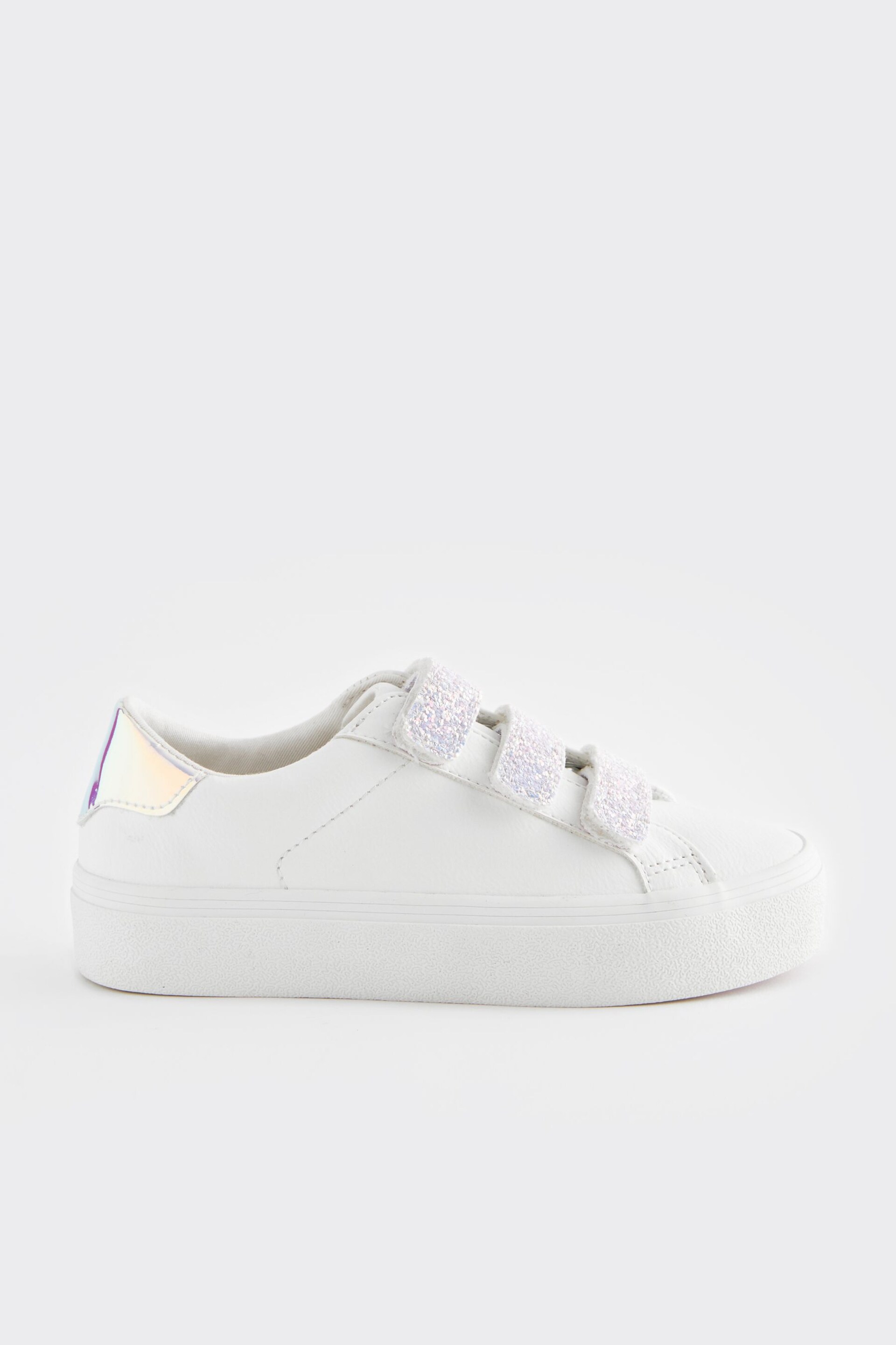 White Glitter Standard Fit (F) Touch Fastening Trainers - Image 5 of 5