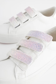 White Glitter Standard Fit (F) Touch Fastening Trainers - Image 4 of 5