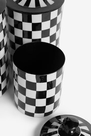 Rockett St George Set of 3 Black/White Checkerboard Nesting Enamel Storage Tins - Image 5 of 5