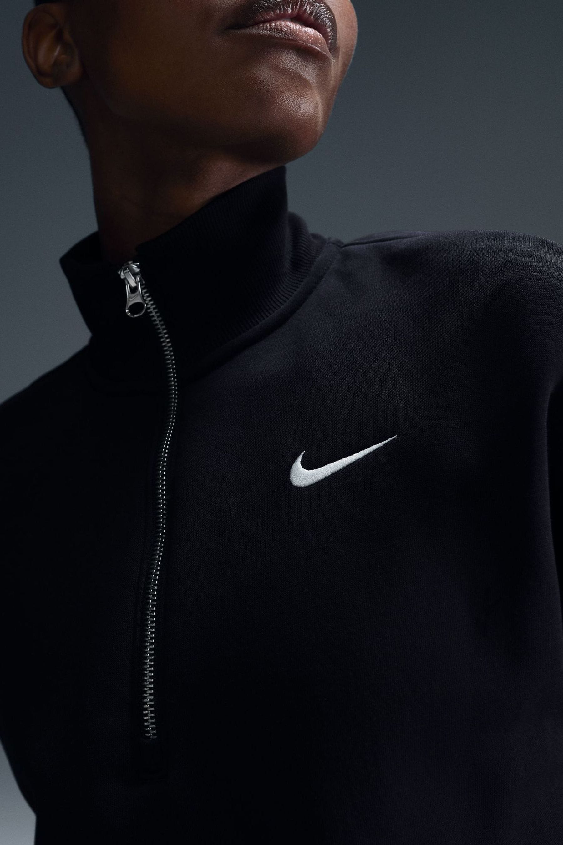 Buy Nike Black Phoenix Fleece Half Zip Mini Swoosh Cropped Sweatshirt from Next Ireland