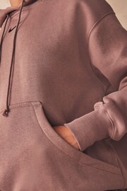 Nike Brown Phoenix Fleece Oversized Mini Swoosh Pullover Hoodie - Image 11 of 11