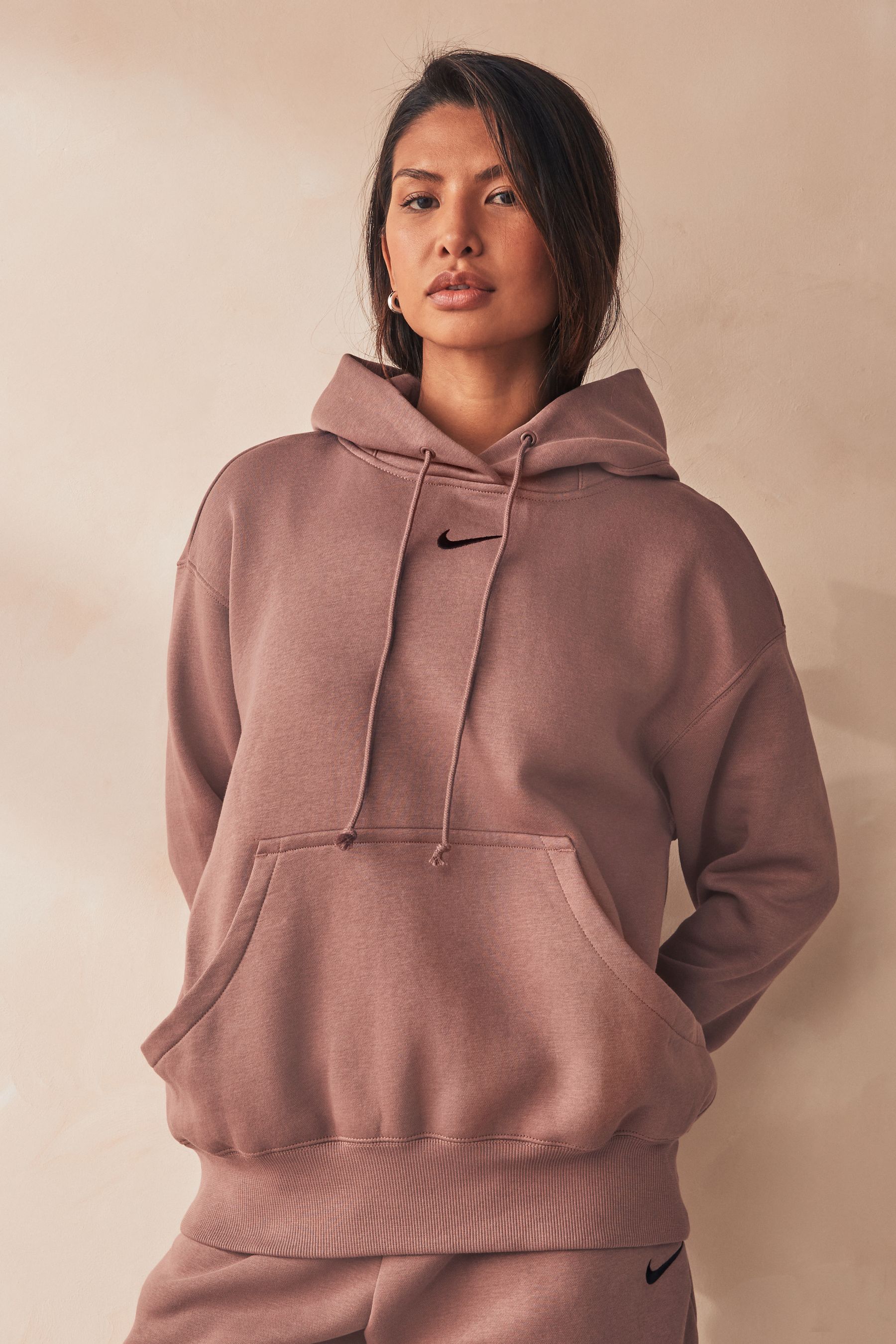 Buy Nike Brown Sportswear Phoenix Fleece Oversized Mini Swoosh Pullover Hoodie from the Next UK online shop