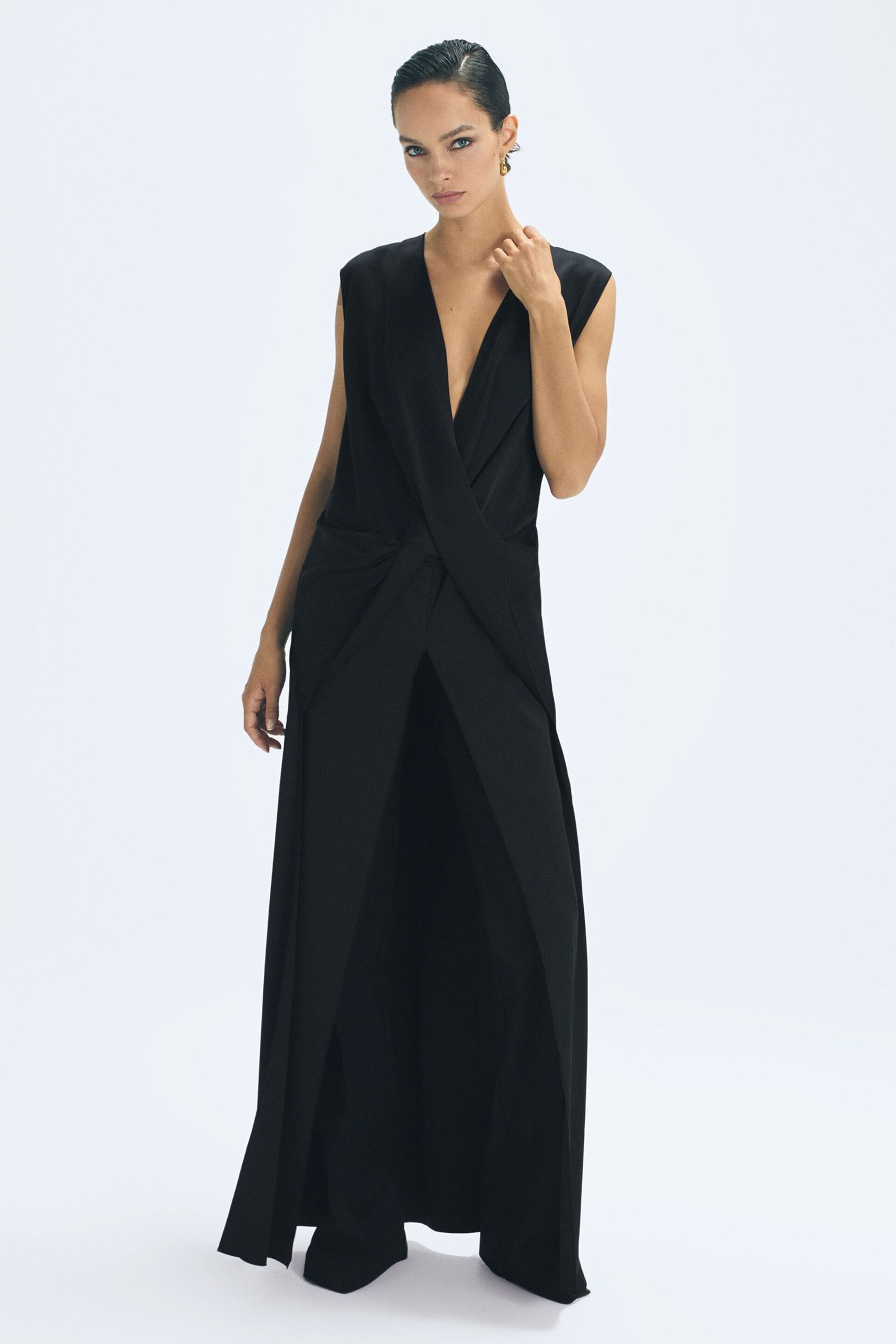 Atelier Draped Plunge Neck Maxi Top - Image 4 of 6