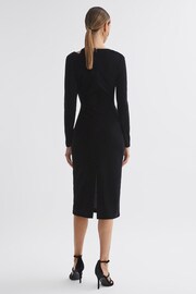 Reiss Black Macey Petite Velvet Cut-Out Midi Dress - Image 4 of 5