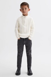 Reiss Ecru Bantham Junior Slim Fit Knitted Half-Zip Jumper - Image 3 of 6