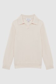 Reiss Milk Swifts Senior Slim Fit Merino Wool Open Collar Top - Image 2 of 6