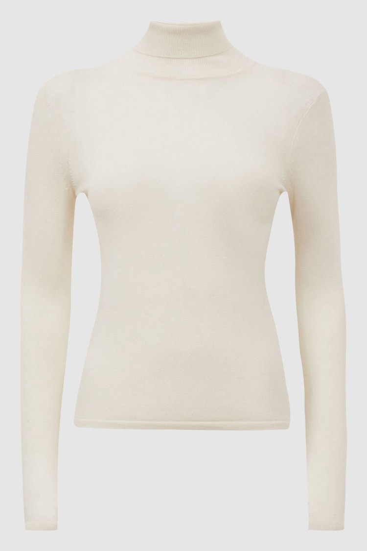 Reiss Cream Hazel Cashmere Roll Neck Top - Image 2 of 5