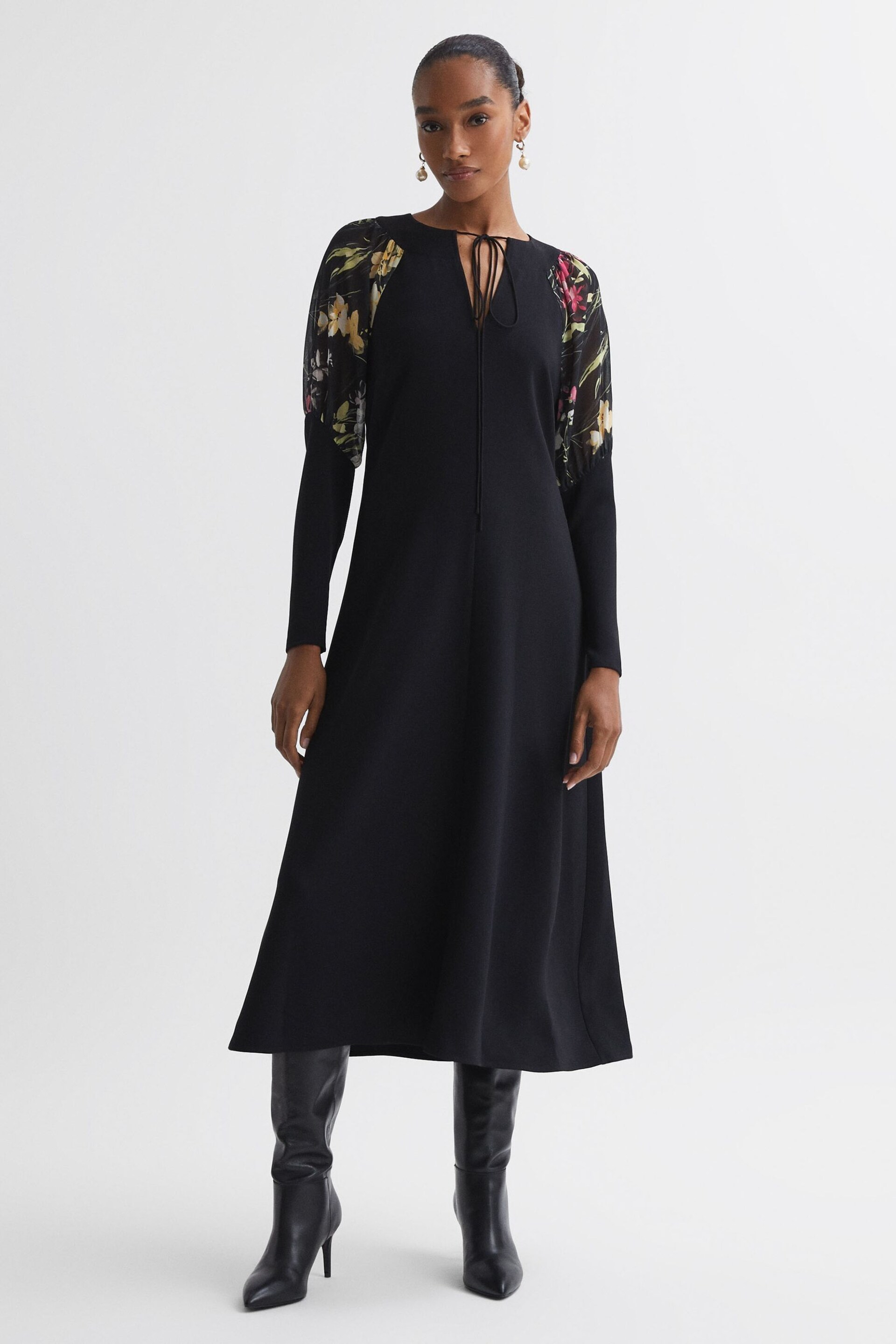 Florere Print Sleeve Midi Dress - Image 1 of 5