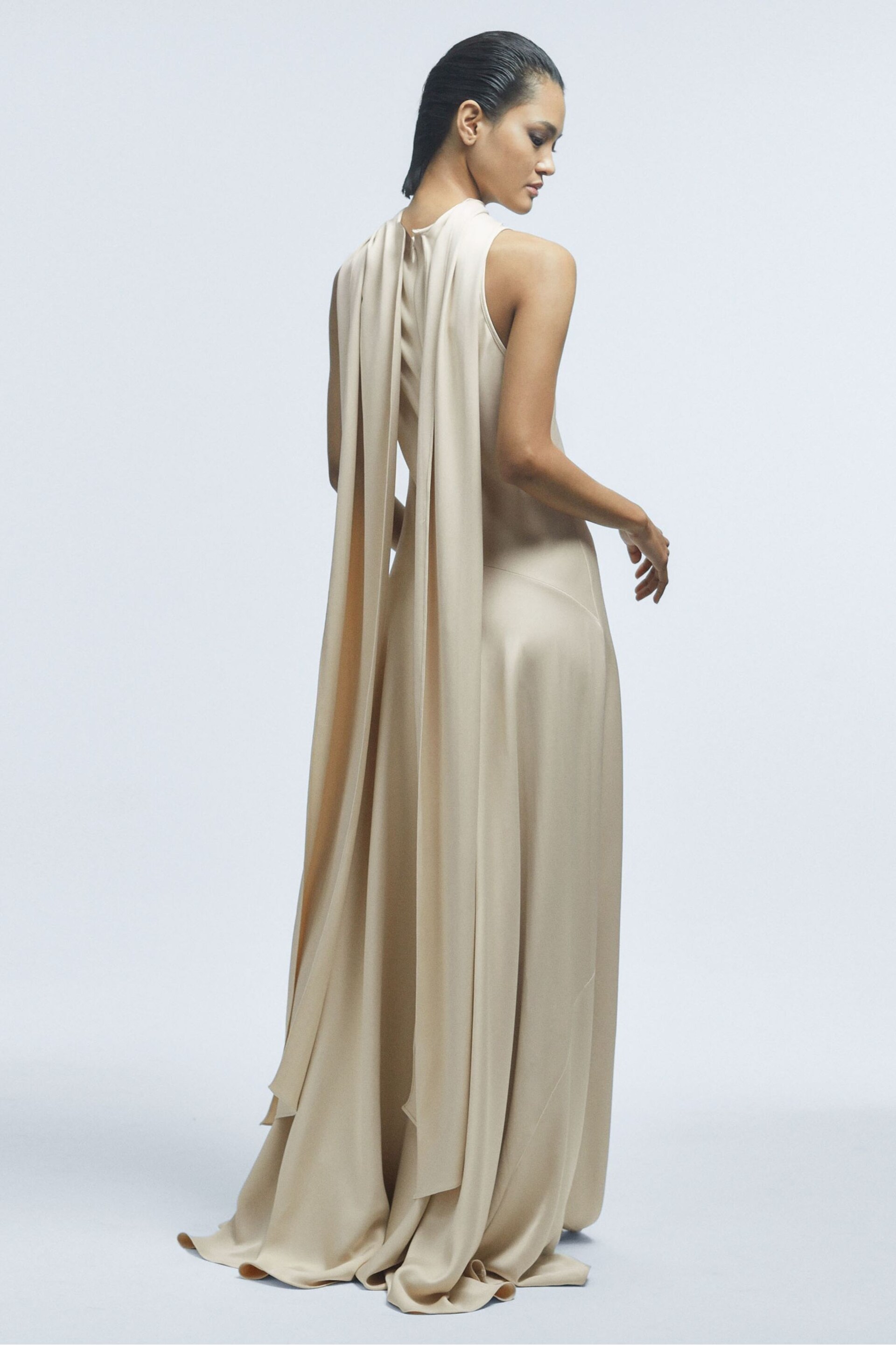 Reiss Champagne Keira Cape Maxi Dress - Image 5 of 6