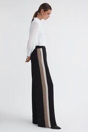 Reiss Black Poppie Wide Leg Side Stripe Trousers - Image 3 of 5