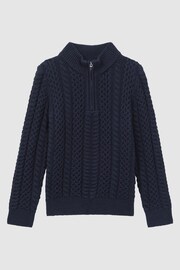 Reiss Navy Bantham Senior Slim Fit Knitted Half-Zip Jumper - Image 2 of 6