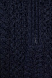 Reiss Navy Bantham Senior Slim Fit Knitted Half-Zip Jumper - Image 6 of 6