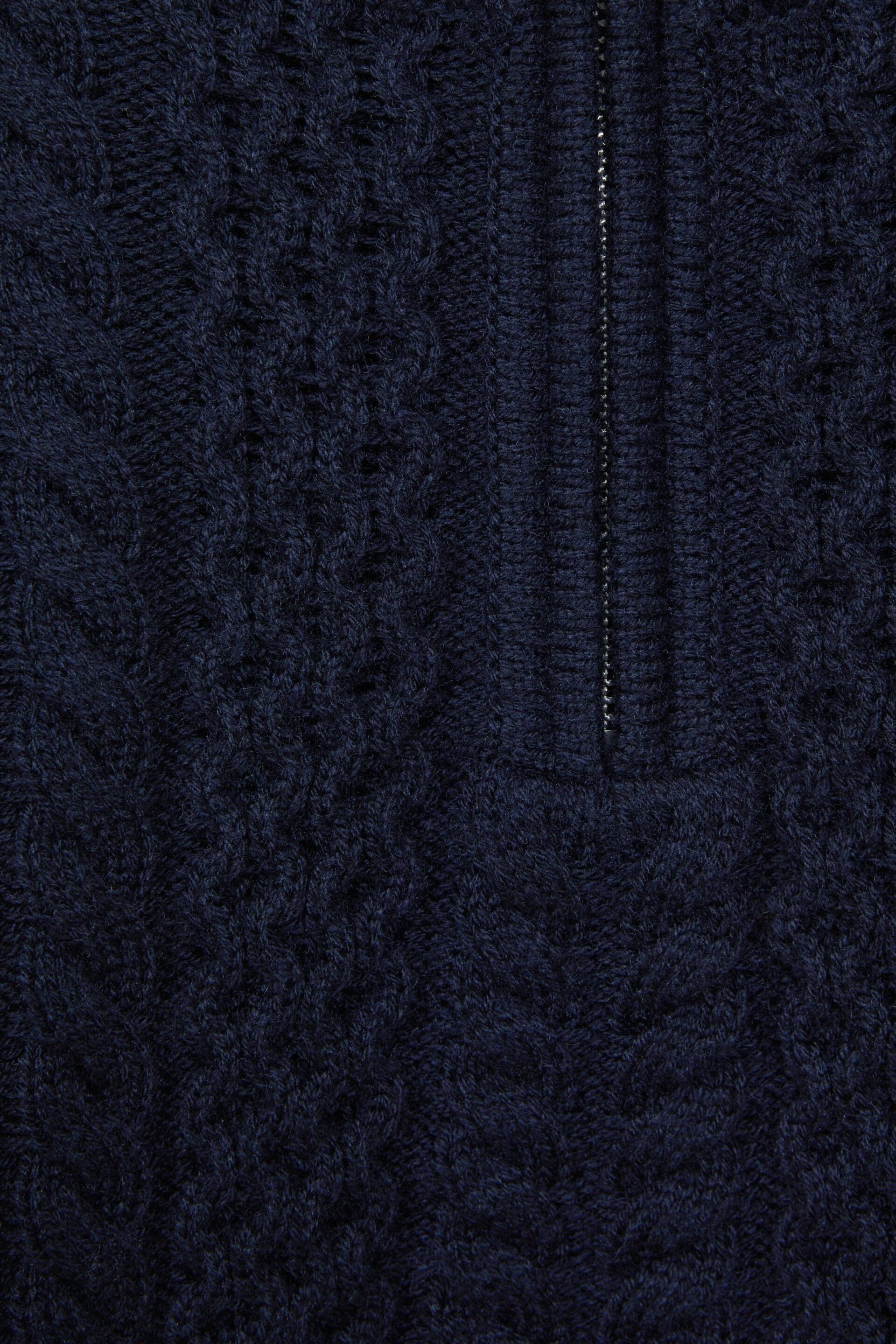 Reiss Navy Bantham Senior Slim Fit Knitted Half-Zip Jumper - Image 6 of 6