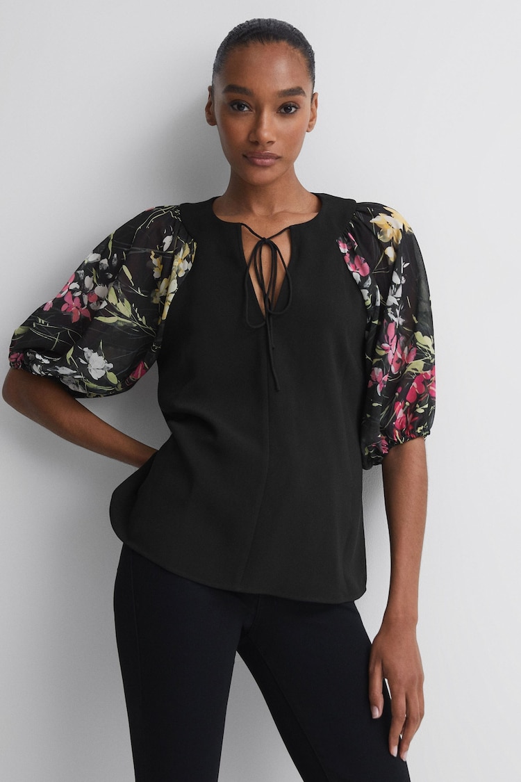 Florere Floral Puff Sleeve Top - Image 1 of 5