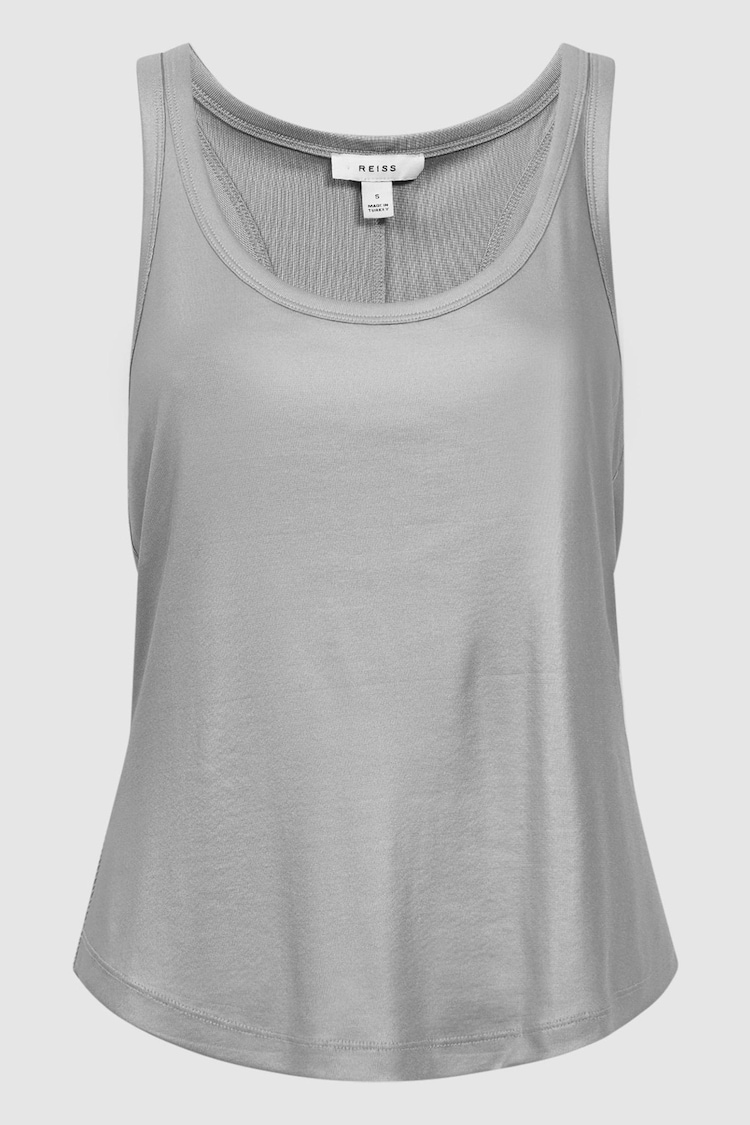 Reiss Silver Lilly Metallic Scoop Neck Racerback Vest - Image 2 of 5