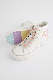 White Rainbow Unicorn Standard Fit (F) Lace-Up High Top Trainers - Image 5 of 8