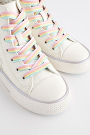 White Rainbow Unicorn Standard Fit (F) Lace-Up High Top Trainers - Image 6 of 8