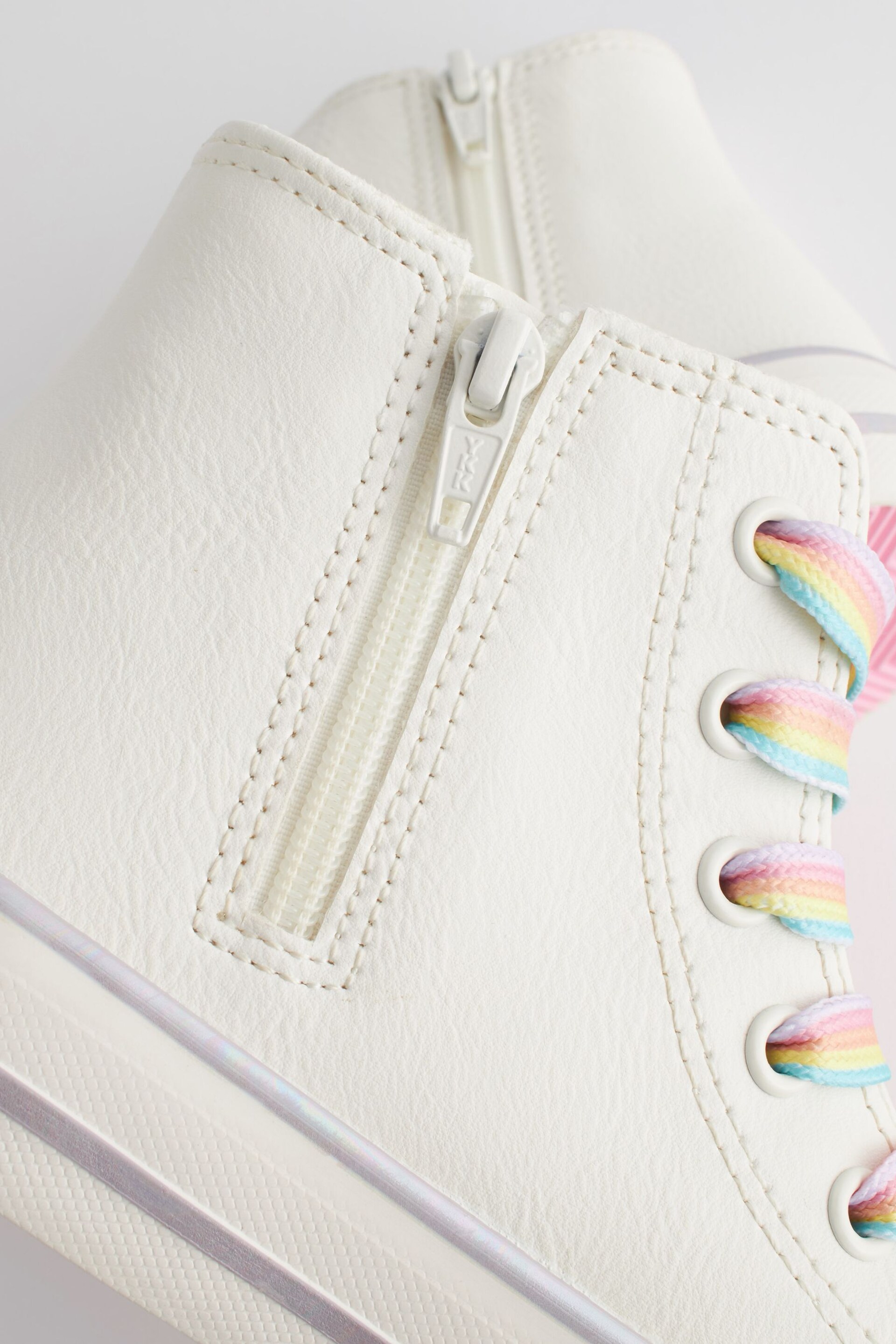 White Rainbow Unicorn Standard Fit (F) Lace-Up High Top Trainers - Image 8 of 8