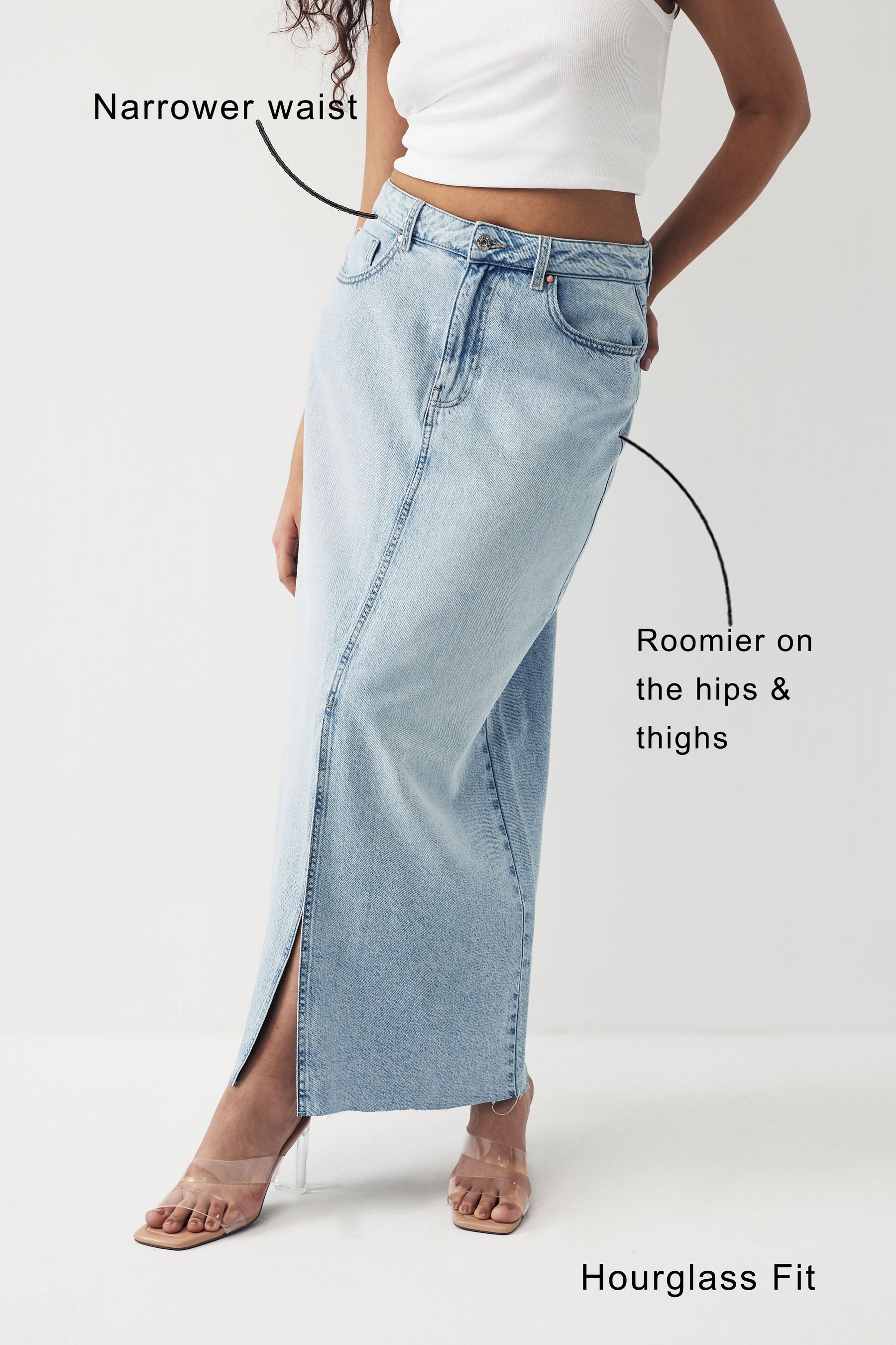Buy Mid Blue Hourglass Denim Maxi Skirt from the Next UK online shop