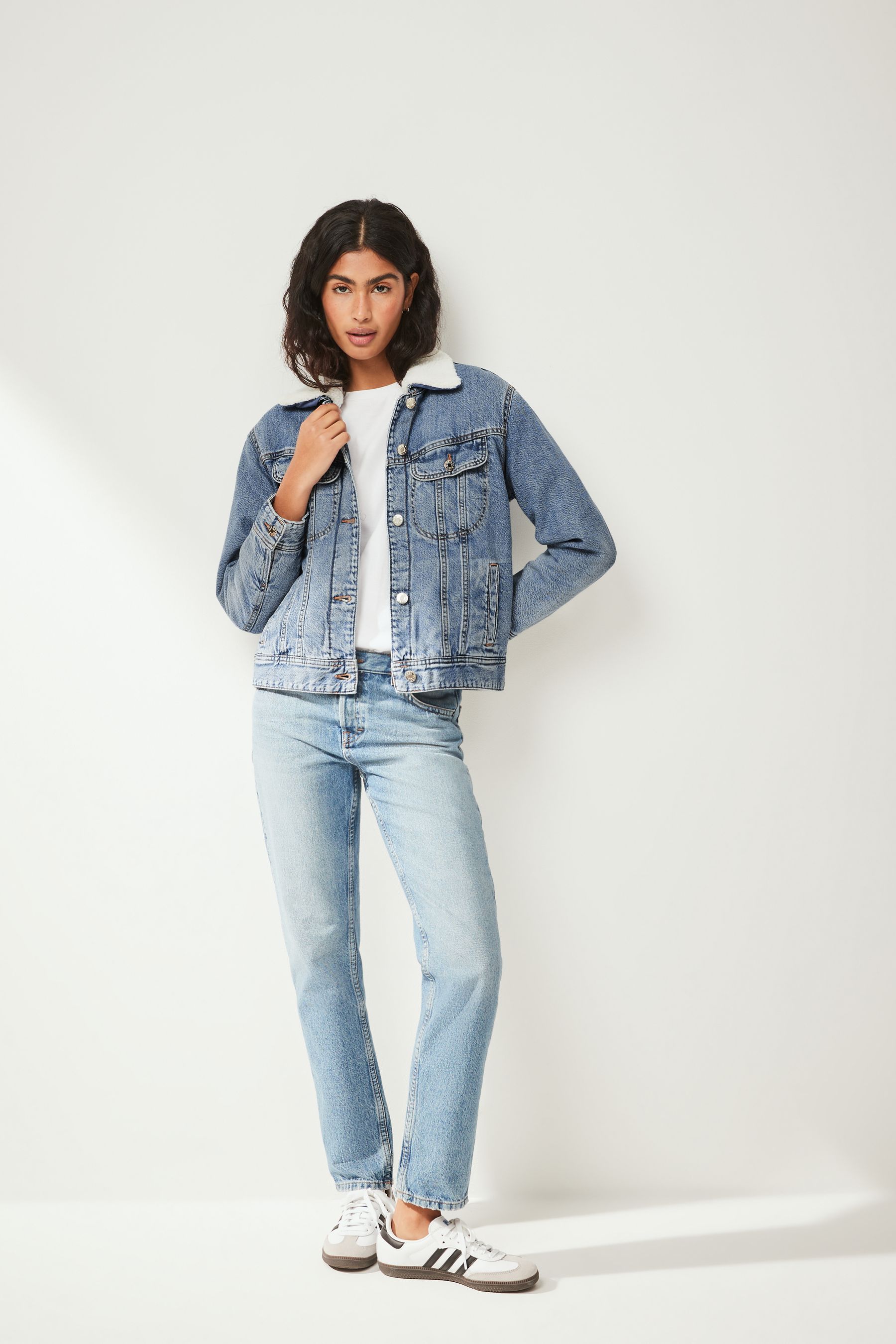 Ladies borg denim jacket online