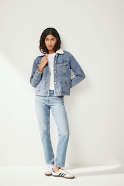 Mid Blue Borg Lined Denim Jacket - Image 2 of 8