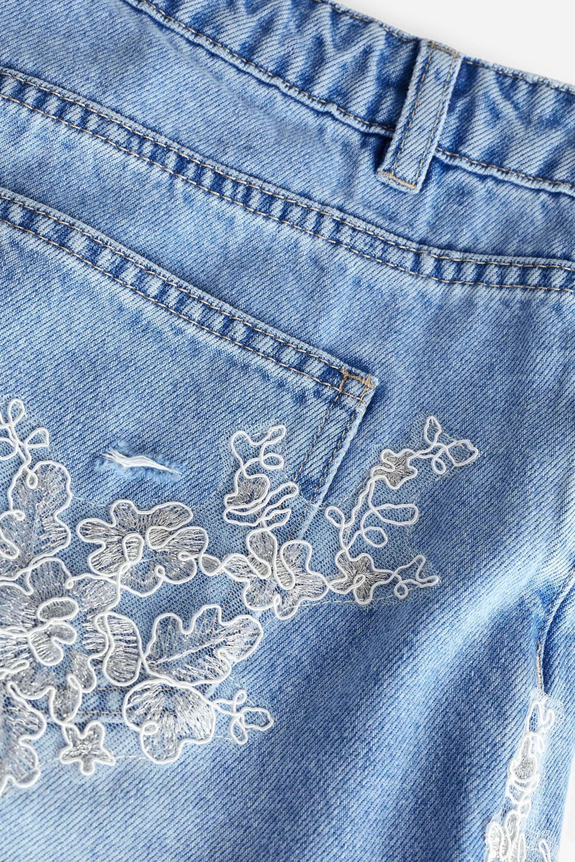 Mid Blue Lace Denim Shorts - Image 6 of 6