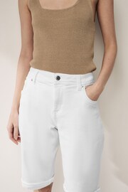 White Denim Knee Length Shorts - Image 4 of 6