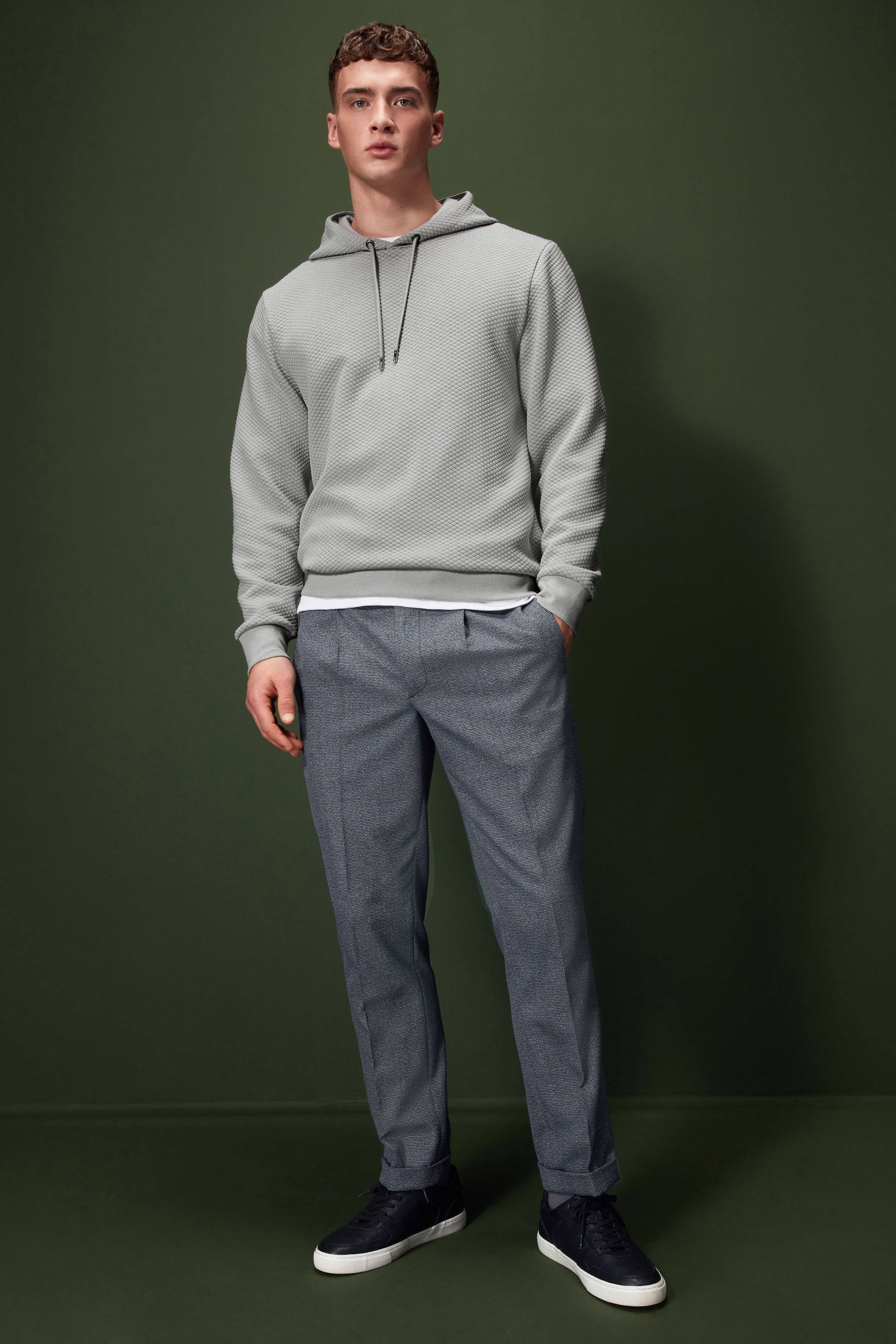 Buy Grey Hooded Premium Textured Overhead Hoodie from Next Ukraine