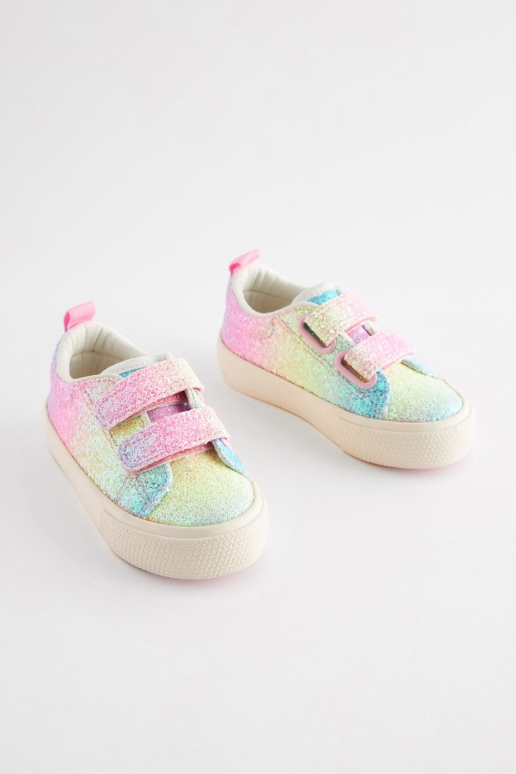 Rainbow Pink Glitter Standard Fit (F) Chunky Trainers With Touch Fastening - Image 7 of 7