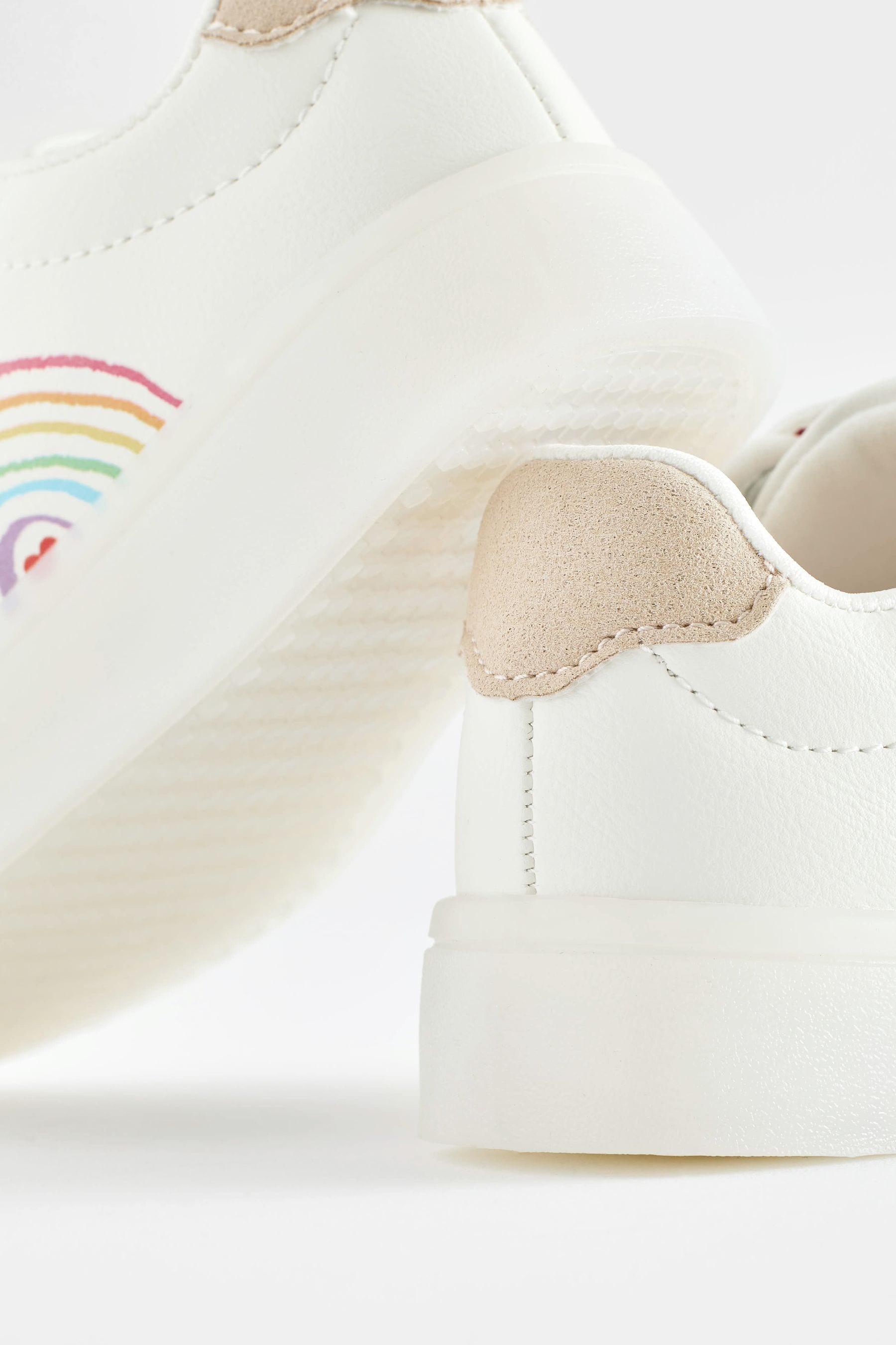White Rainbow Touch Fasten Light Up Trainers