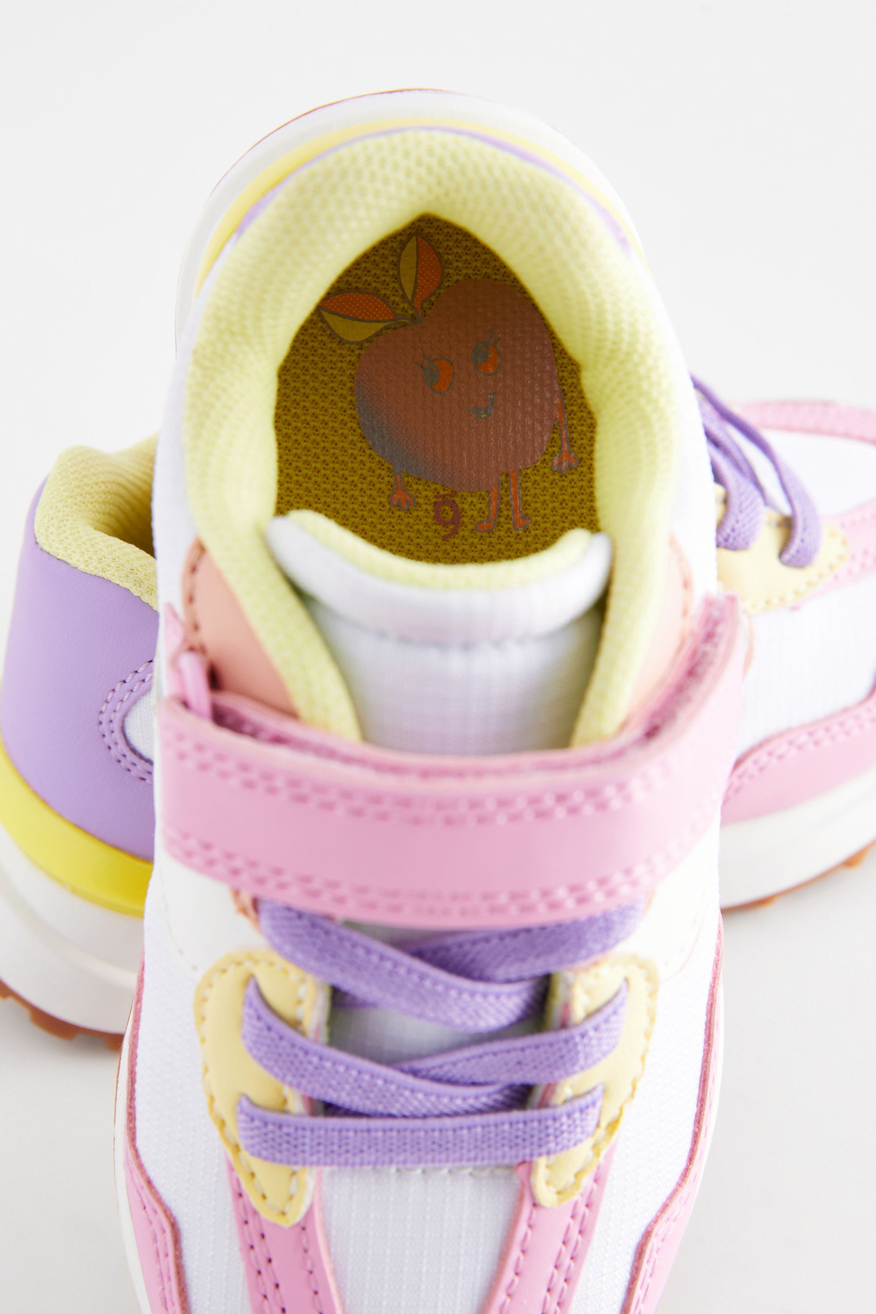 Buy White Pink Yellow Elastic Lace Chunky Trainers from Next United Arab Emirates