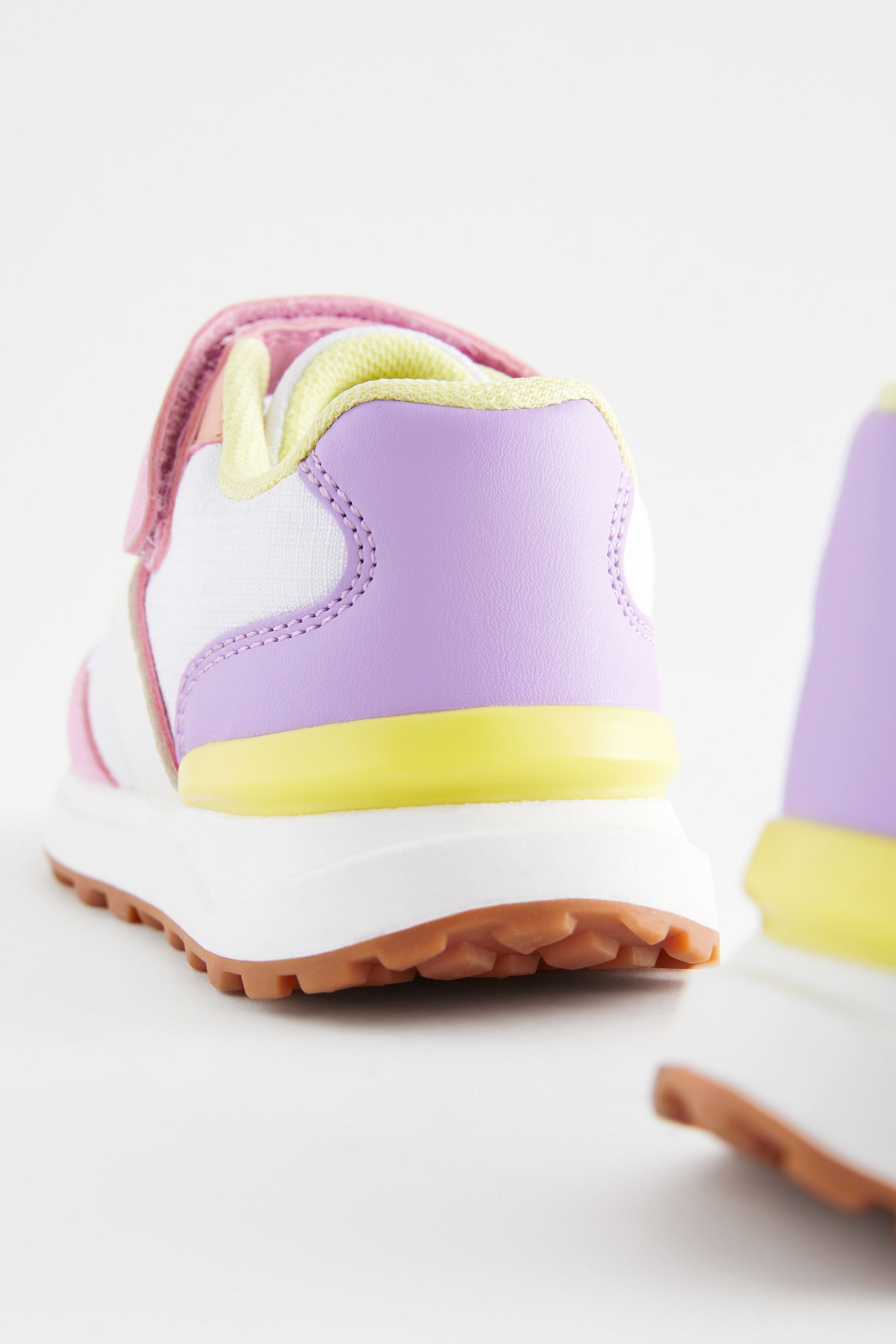 Buy White Pink Yellow Elastic Lace Chunky Trainers from Next United Arab Emirates