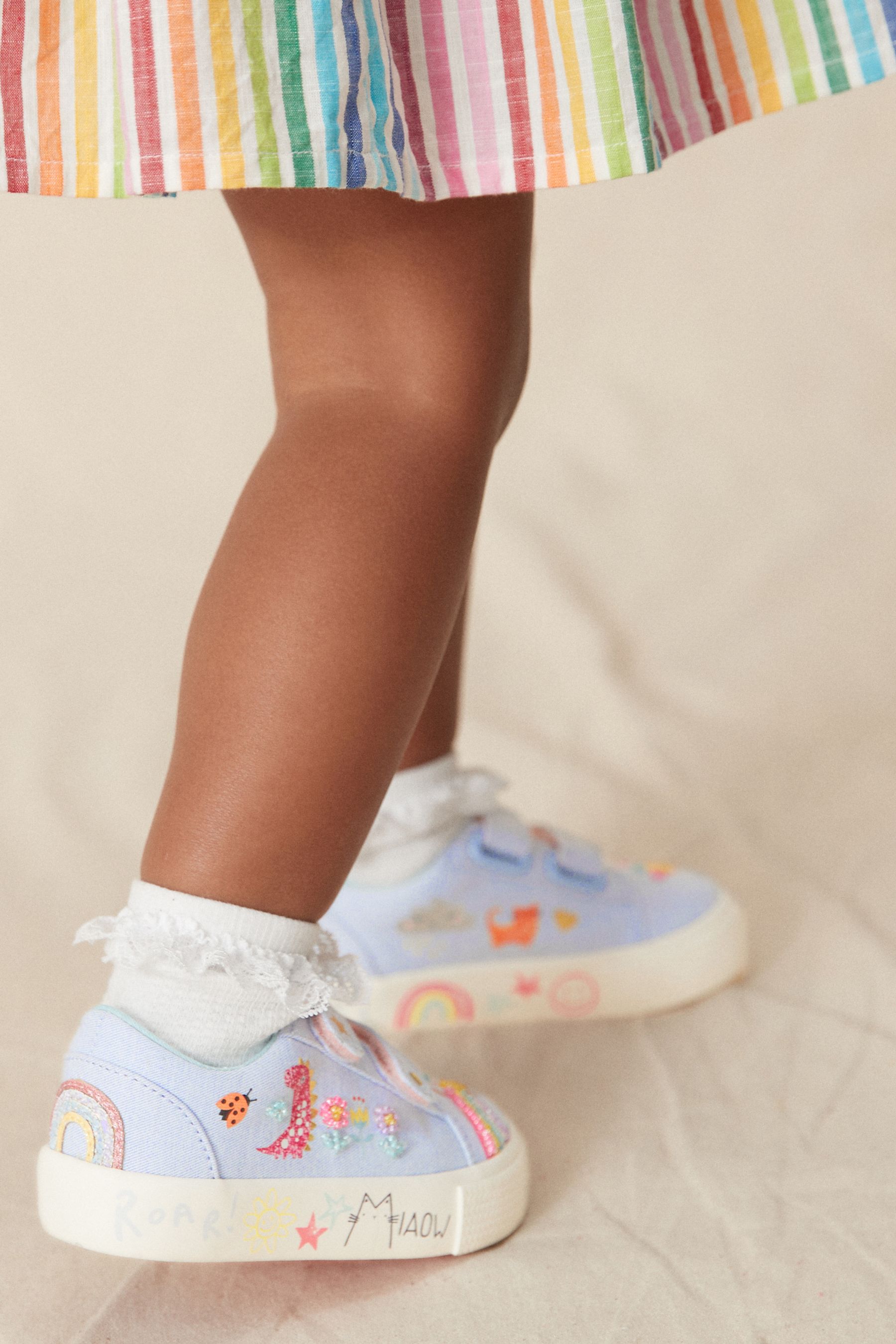 Blue Rainbow Standard Fit F Embellished Touch Fasten Strap Trainers
