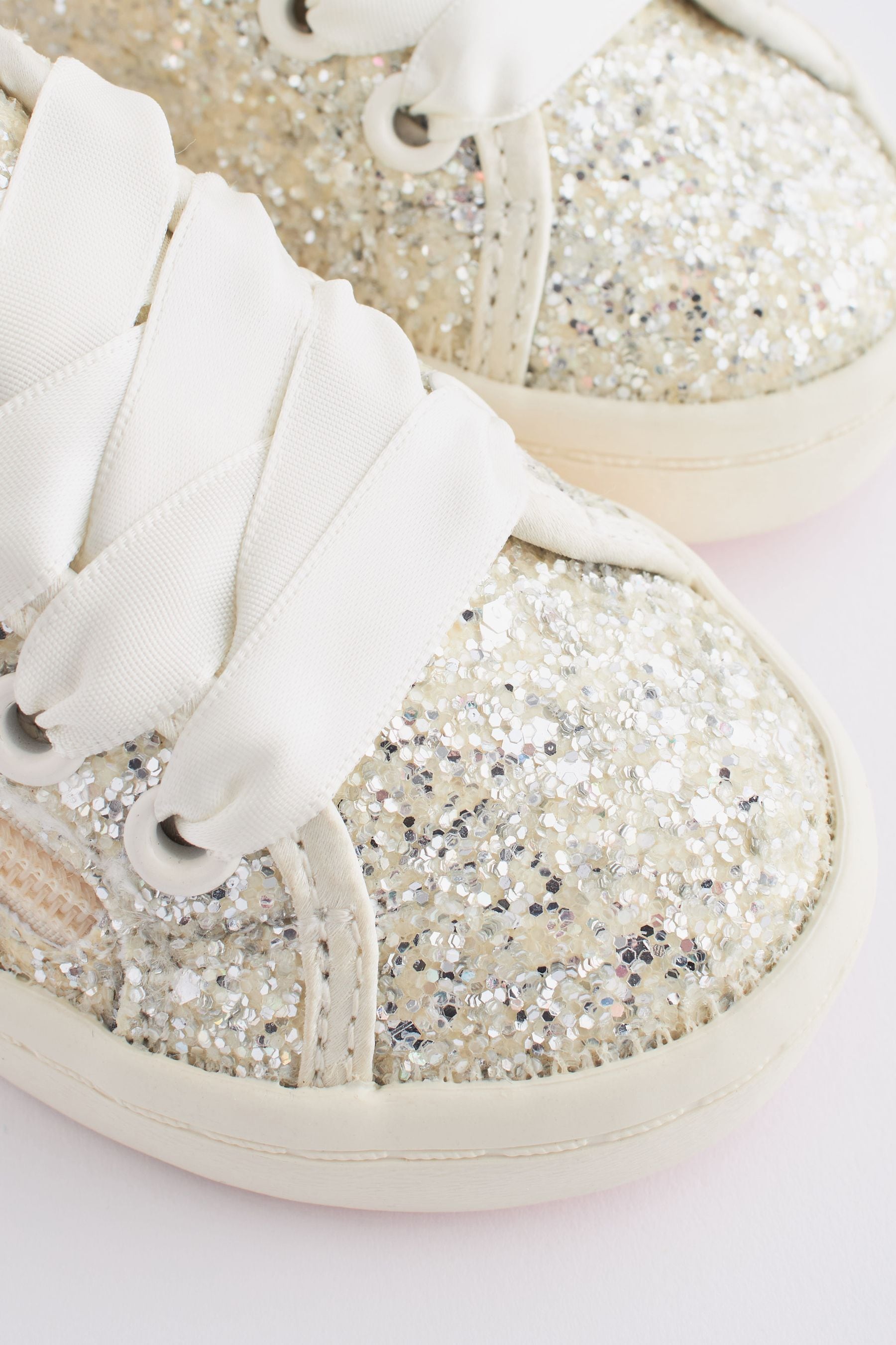 Womens white glitter sneakers discount