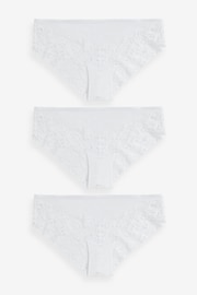 White Brazilian Floral Lace Knickers 3 Pack - Image 5 of 7