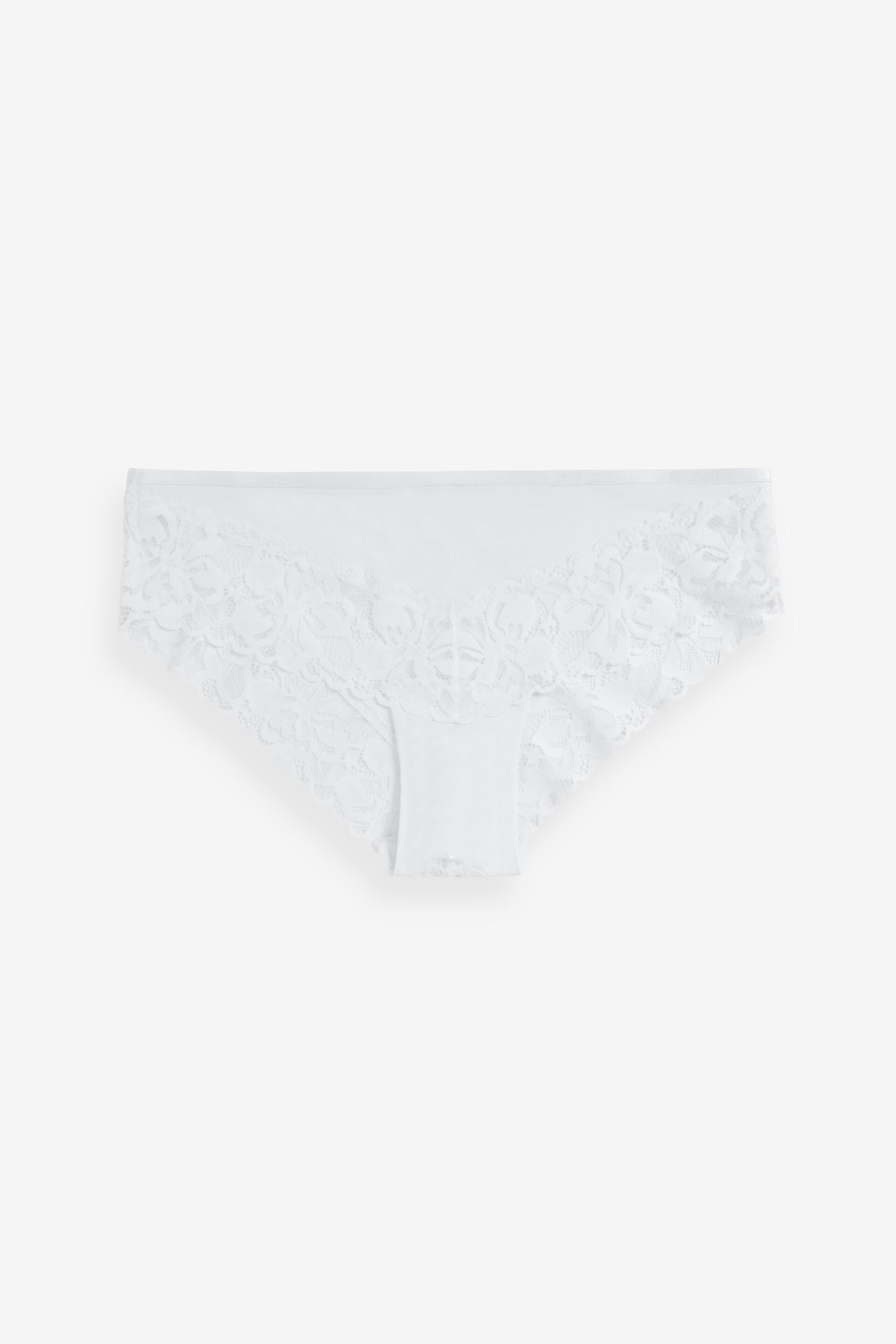 White Brazilian Floral Lace Knickers 3 Pack - Image 6 of 7